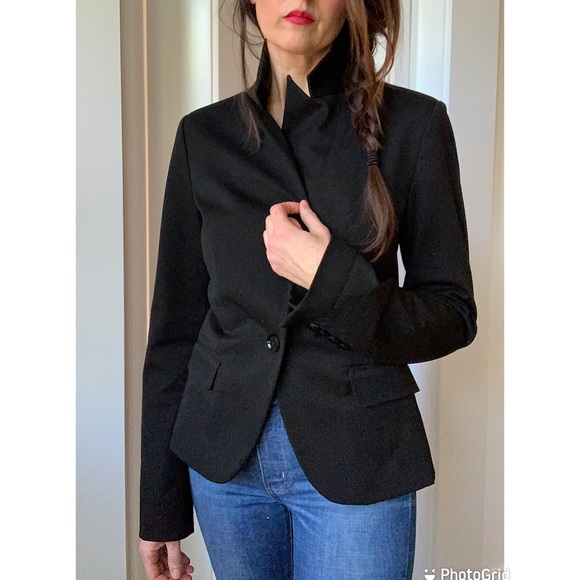Black Chic Like New Express Black Lined Single Button Jacket Blazer 4 S - Picture 7 of 9